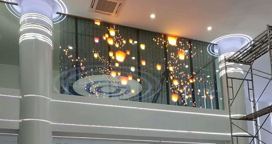 فيديو واضح شاشة LED شفافة مرنة P10.4 جدار LED شفافة