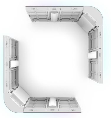 3D في الهواء الطلق زاوية منحنية على شكل حرف L & حل الزاوية اليمنى P4 P5.7mm شاشة العرض المتحركة الألومنيوم مقاوم للماء IP65 960 * 960mm الشاشة المتحركة للإعلانات الخارجية