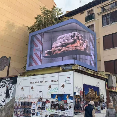 شاشة LED للإعلانات الخارجية P4 P5.7mm الألومنيوم مقاوم للماء IP65 960 * 960mm حل زاوية منحنية على شكل L زاوية مستقيمة