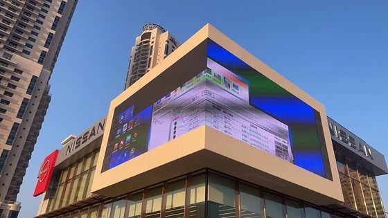 لون كامل P25-31.25mm شبكة شاشة عرض LED شفافة للإعلانات الخارجية IP65 500 * 1000mm سطوع عالي