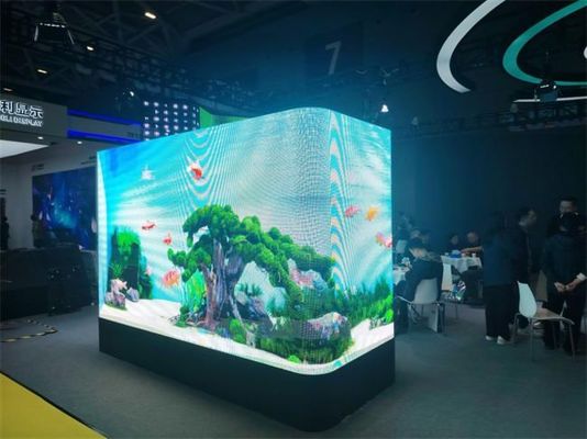 شاشة LED للإعلانات الخارجية P4 P5.7mm الألومنيوم مقاوم للماء IP65 960 * 960mm حل زاوية منحنية على شكل L زاوية مستقيمة
