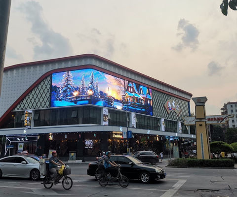 مبنى خارجي منحني 3D Billboard شاشة كبيرة للفيديو LED Image Display P3.9 شاشة إعلان ثابتة