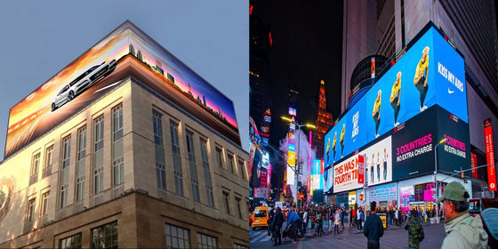 مبنى خارجي منحني 3D Billboard شاشة كبيرة للفيديو LED Image Display P3.9 شاشة إعلان ثابتة