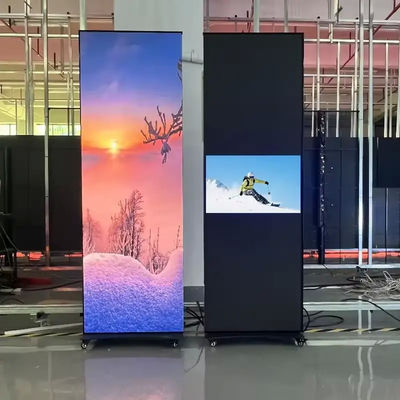 سعر جيد ملصق LED 4G وWi-Fi مع عجلات قابلة للطي و P1.5mm Pixel Pitch لمراكز التسوق الانترنت
